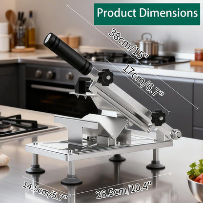 Manual Frozen Meat Slicer, Upgraded Stainless Steel Meat Cutter with Adjustable Thickness Control, Home Food Slicing Machine Built-in Safety Guard, Non-Slip Base for Hot Pot BBQ Sandwiches Pizza