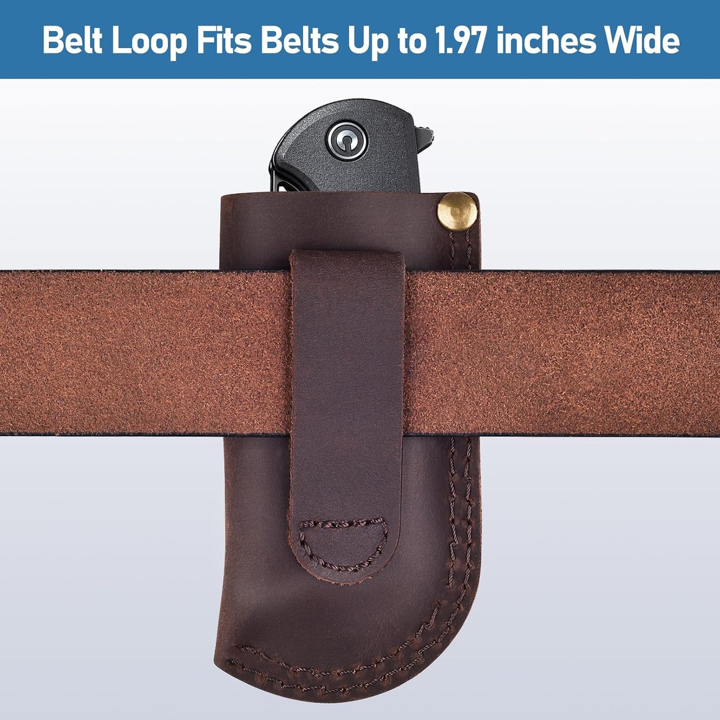 Leather Knife Sheath Belt Series - Durable, Well Made, Nice Leather, Easy and Quick Access to the Knife, Suitable for Most Folding Knives, Darkbrown