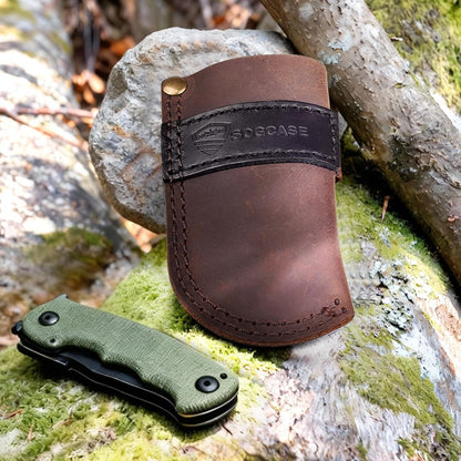 Leather Knife Sheath Belt Series - Durable, Well Made, Nice Leather, Easy and Quick Access to the Knife, Suitable for Most Folding Knives, Darkbrown