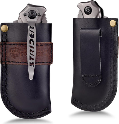 Leather Knife Sheath Belt Series - Durable, Well Made, Nice Leather, Easy and Quick Access to the Knife, Suitable for Most Folding Knives, Darkbrown