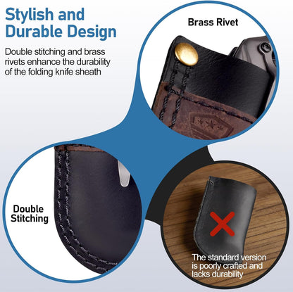 Leather Knife Sheath Belt Series - Durable, Well Made, Nice Leather, Easy and Quick Access to the Knife, Suitable for Most Folding Knives, Darkbrown