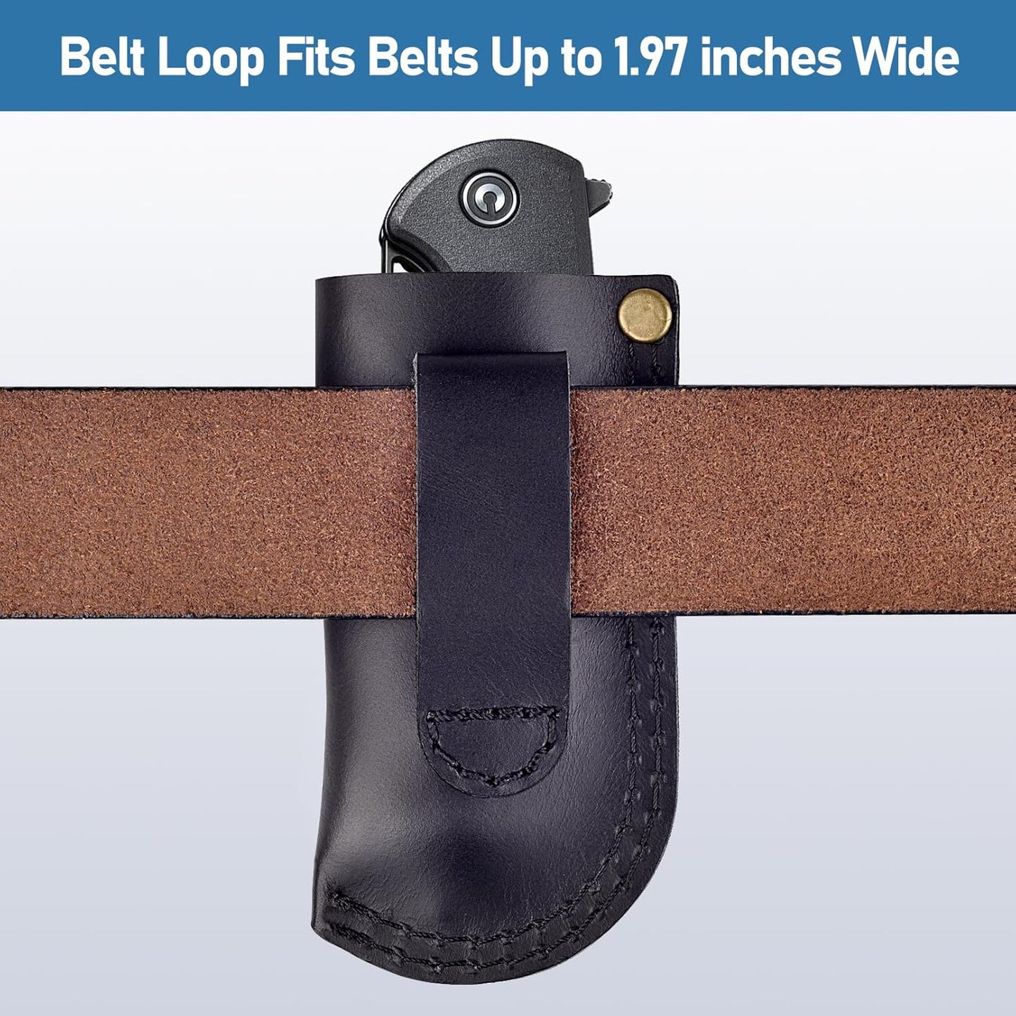 Leather Knife Sheath Belt Series - Durable, Well Made, Nice Leather, Easy and Quick Access to the Knife, Suitable for Most Folding Knives, Darkbrown