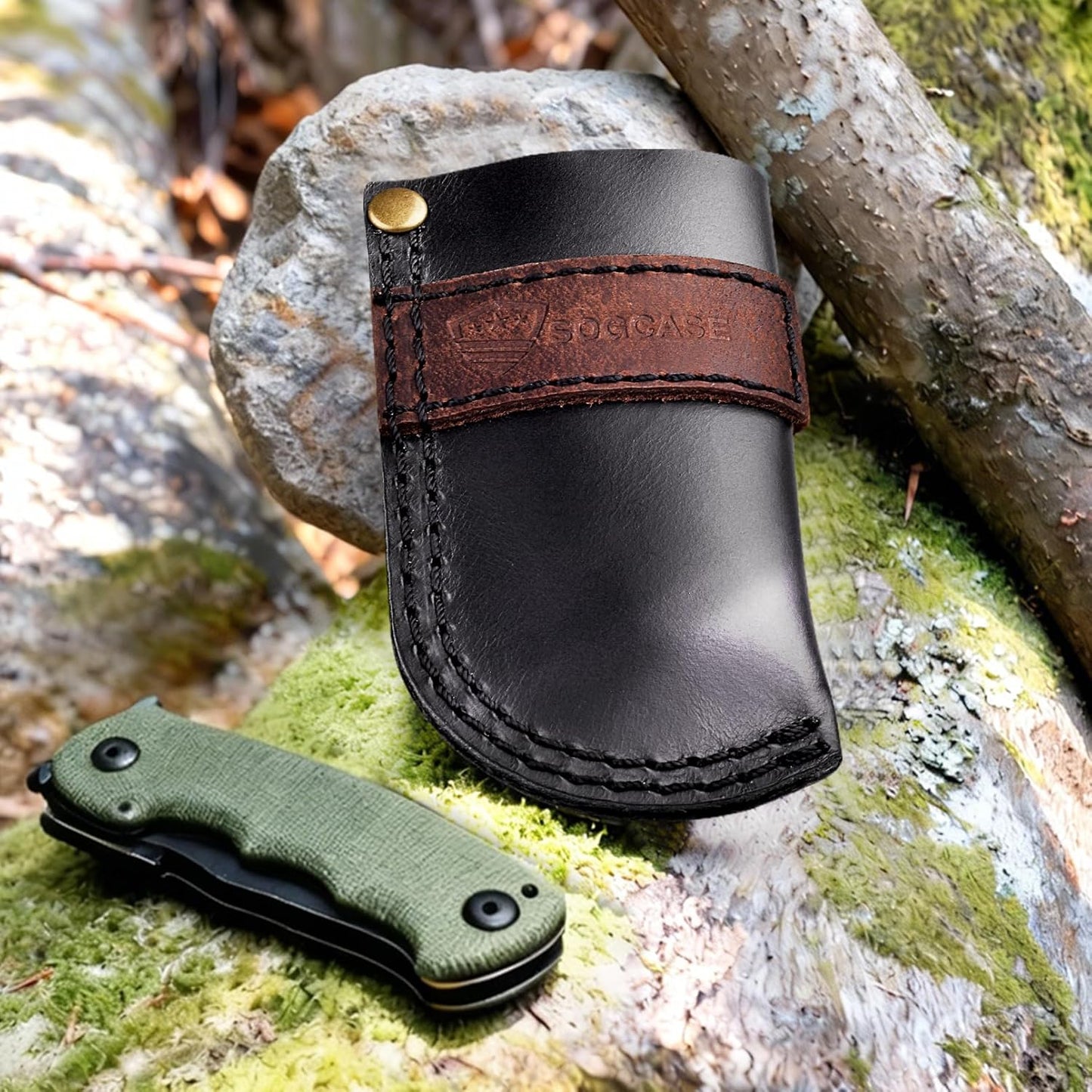 Leather Knife Sheath Belt Series - Durable, Well Made, Nice Leather, Easy and Quick Access to the Knife, Suitable for Most Folding Knives, Darkbrown