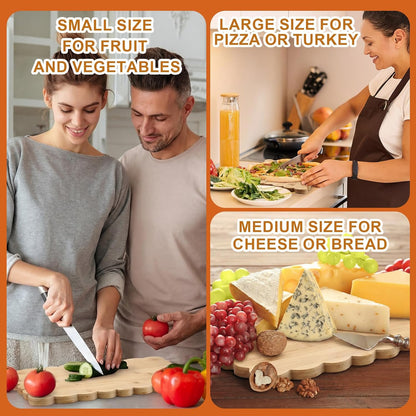 Scalloped Bamboo Cutting Board 15.7 x 11 inch Bamboo Charcuterie Cutting Board for Kitchen Laser Engraving DIY Housewarming Cheese Meat Fruit Bread Chopping Blocks