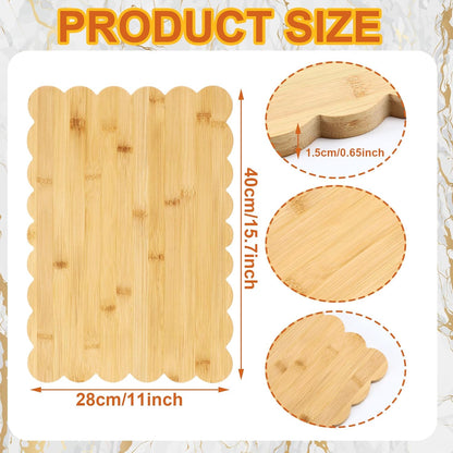Scalloped Bamboo Cutting Board 15.7 x 11 inch Bamboo Charcuterie Cutting Board for Kitchen Laser Engraving DIY Housewarming Cheese Meat Fruit Bread Chopping Blocks