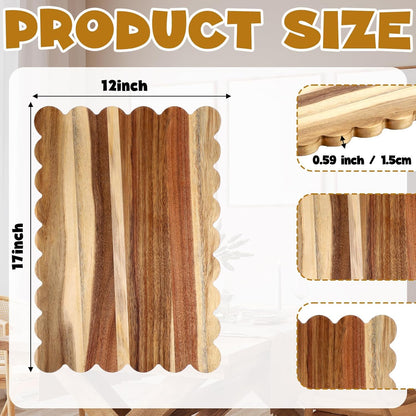 Scalloped Bamboo Cutting Board 15.7 x 11 inch Bamboo Charcuterie Cutting Board for Kitchen Laser Engraving DIY Housewarming Cheese Meat Fruit Bread Chopping Blocks