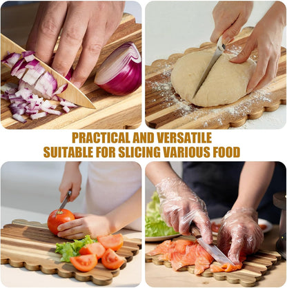 Scalloped Bamboo Cutting Board 15.7 x 11 inch Bamboo Charcuterie Cutting Board for Kitchen Laser Engraving DIY Housewarming Cheese Meat Fruit Bread Chopping Blocks