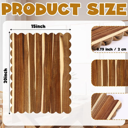 Scalloped Bamboo Cutting Board 15.7 x 11 inch Bamboo Charcuterie Cutting Board for Kitchen Laser Engraving DIY Housewarming Cheese Meat Fruit Bread Chopping Blocks