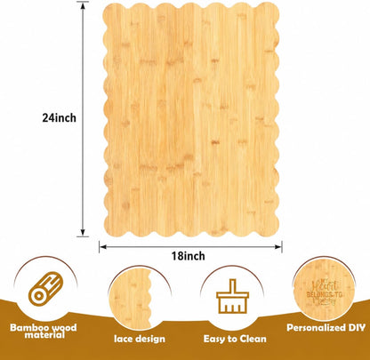 Scalloped Bamboo Cutting Board 15.7 x 11 inch Bamboo Charcuterie Cutting Board for Kitchen Laser Engraving DIY Housewarming Cheese Meat Fruit Bread Chopping Blocks