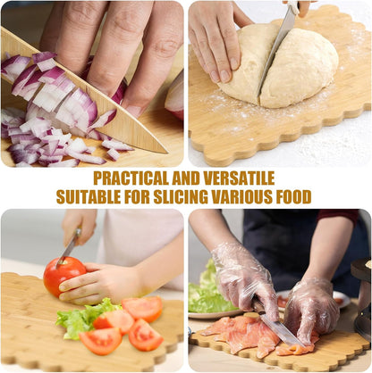 Scalloped Bamboo Cutting Board 15.7 x 11 inch Bamboo Charcuterie Cutting Board for Kitchen Laser Engraving DIY Housewarming Cheese Meat Fruit Bread Chopping Blocks