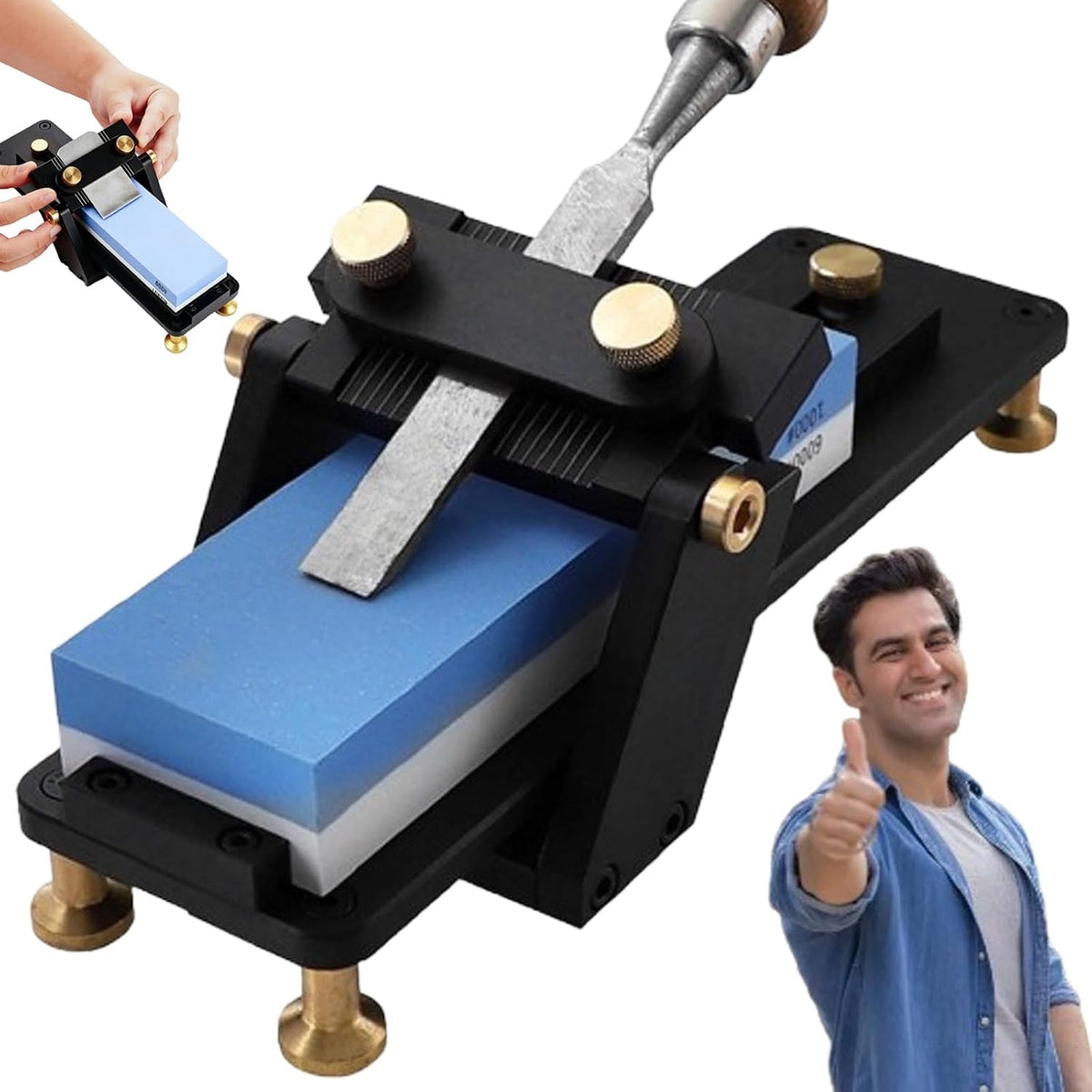 Chisel Sharpening Jig,Chisel Sharpener,Professional-Sharpener-Whetstones-Fixed-Angle-Sharpening,Sharpening Sled,Wood Honing Guide for Chisels and Planes (400/1000#)