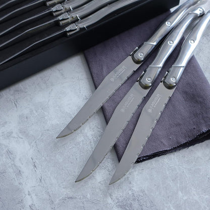 Steak knives Serrated Edge Sharp Light Premium Dishwasher Safe Stainless Steel knife set of 8 Silverware with Gift Box