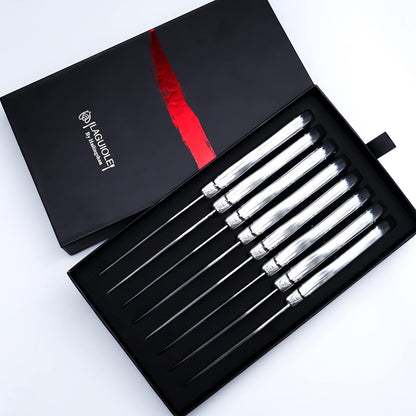 Steak knives Serrated Edge Sharp Light Premium Dishwasher Safe Stainless Steel knife set of 8 Silverware with Gift Box