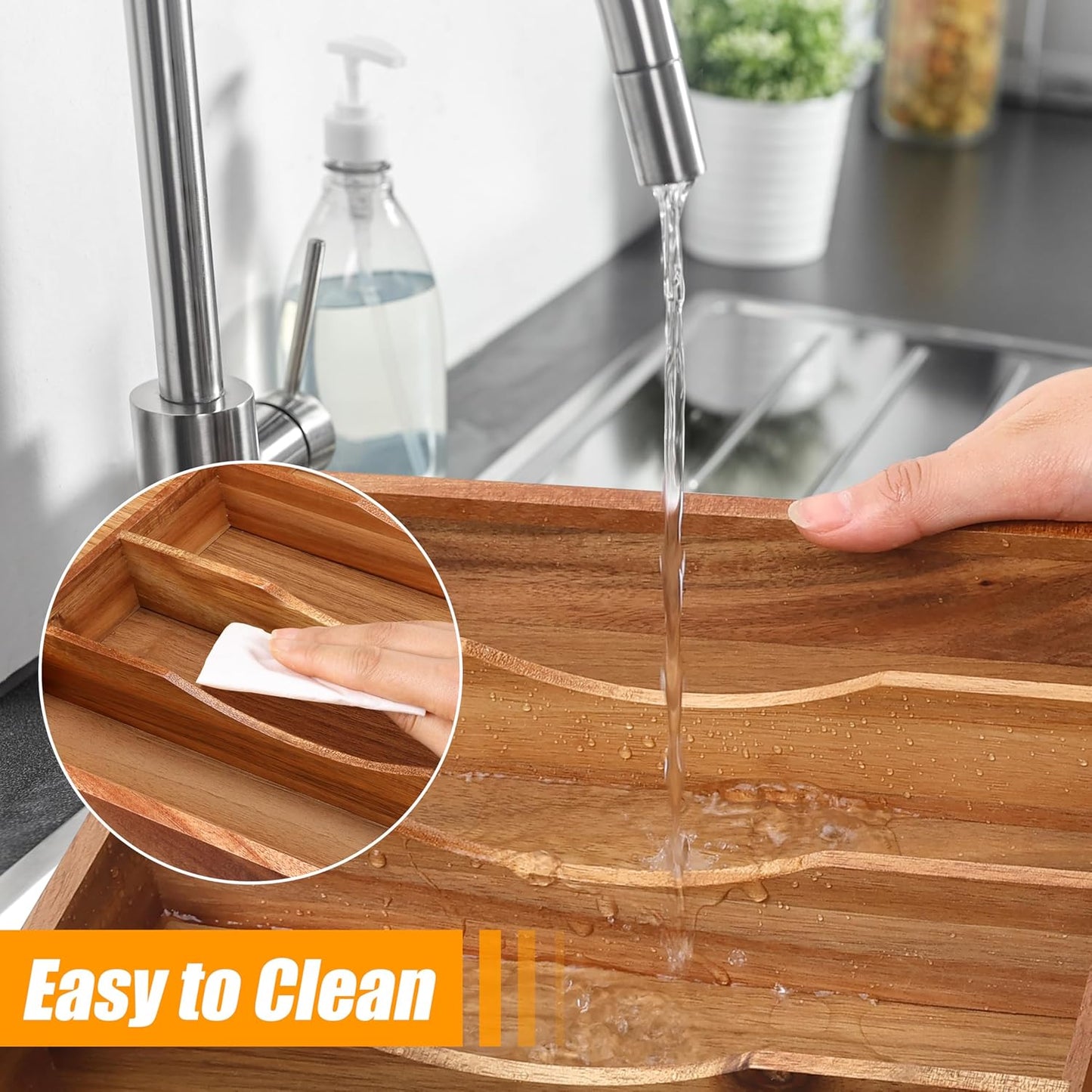 Silverware Organizer Kitchen Drawer Organizer Expandable Bamboo Utensil Holder Cutlery Tray for Kitchen Utensil and Flatware Bedroom Office
