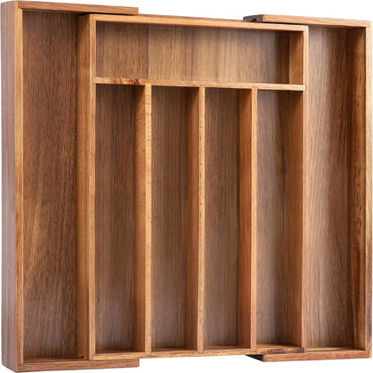Silverware Organizer Kitchen Drawer Organizer Expandable Bamboo Utensil Holder Cutlery Tray for Kitchen Utensil and Flatware Bedroom Office