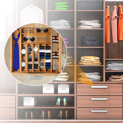Silverware Organizer Kitchen Drawer Organizer Expandable Bamboo Utensil Holder Cutlery Tray for Kitchen Utensil and Flatware Bedroom Office
