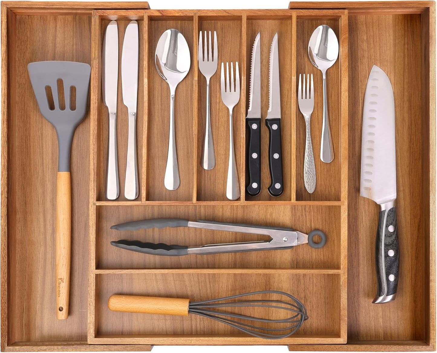 Silverware Organizer Kitchen Drawer Organizer Expandable Bamboo Utensil Holder Cutlery Tray for Kitchen Utensil and Flatware Bedroom Office