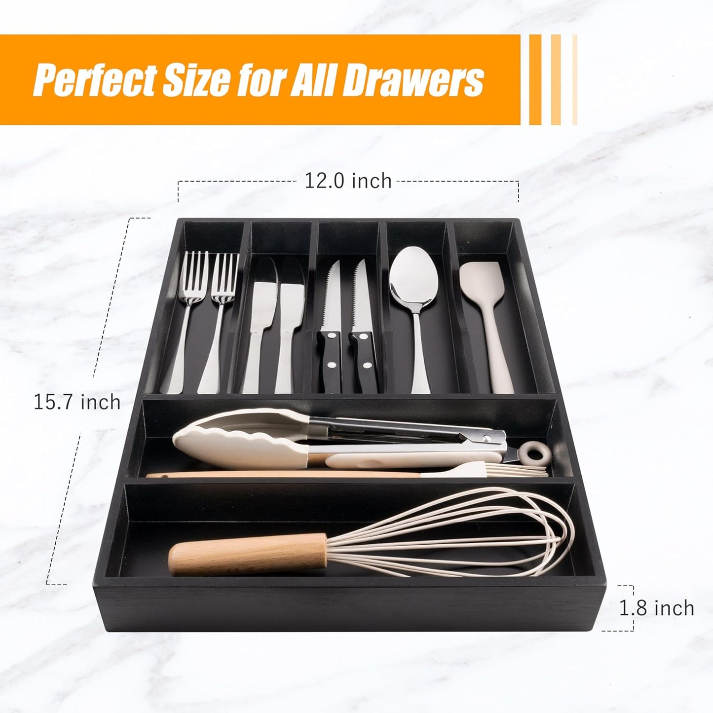 Silverware Organizer Kitchen Drawer Organizer Expandable Bamboo Utensil Holder Cutlery Tray for Kitchen Utensil and Flatware Bedroom Office