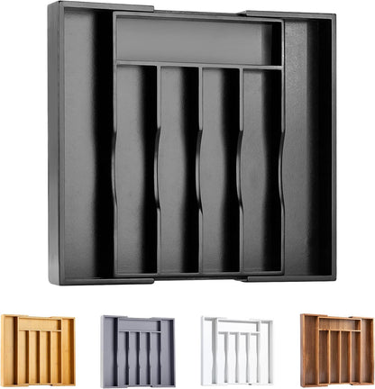 Silverware Organizer Kitchen Drawer Organizer Expandable Bamboo Utensil Holder Cutlery Tray for Kitchen Utensil and Flatware Bedroom Office