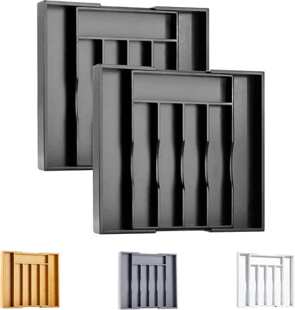 Silverware Organizer Kitchen Drawer Organizer Expandable Bamboo Utensil Holder Cutlery Tray for Kitchen Utensil and Flatware Bedroom Office