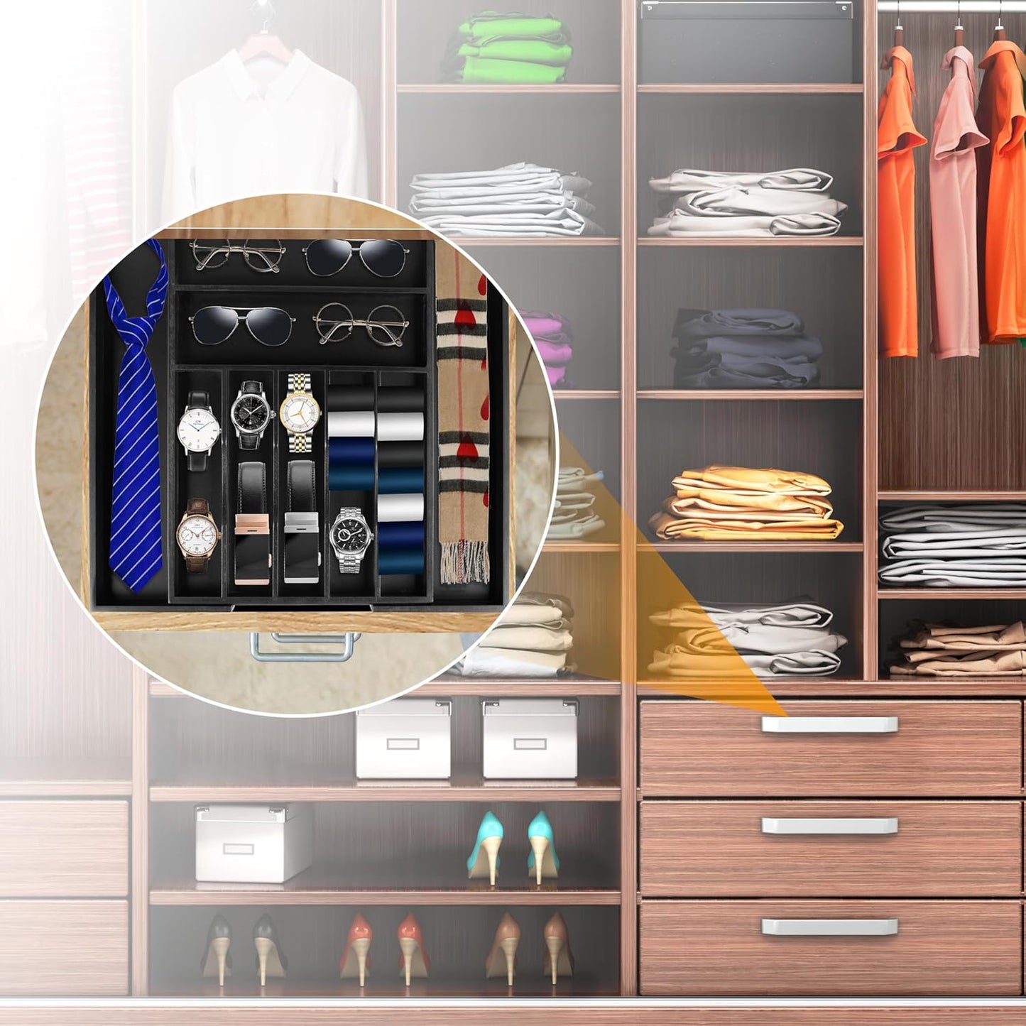Silverware Organizer Kitchen Drawer Organizer Expandable Bamboo Utensil Holder Cutlery Tray for Kitchen Utensil and Flatware Bedroom Office
