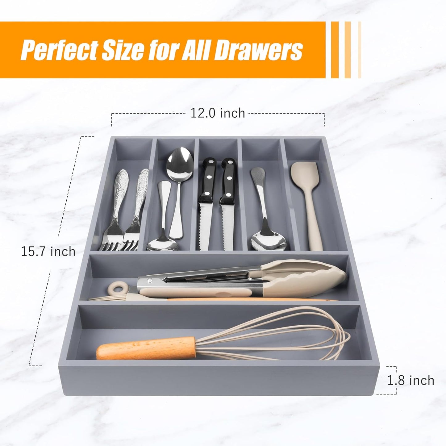 Silverware Organizer Kitchen Drawer Organizer Expandable Bamboo Utensil Holder Cutlery Tray for Kitchen Utensil and Flatware Bedroom Office