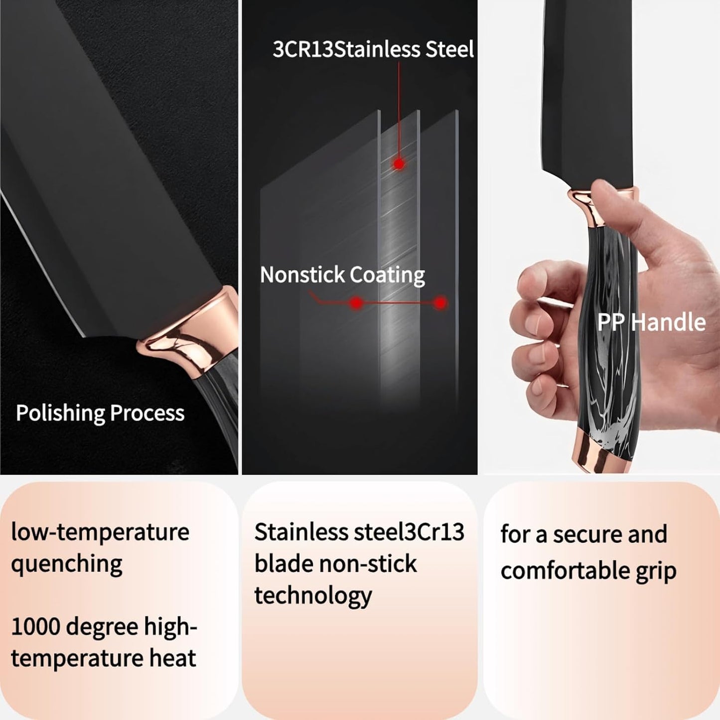 Kitchen Block Knife Set 7Pcs with Sharpener, Forged Cutlery with Razor-Sharp Stainless Steel Blades Anti-Rust Kitchen Knife Block Set, Ergonomical Design (black)