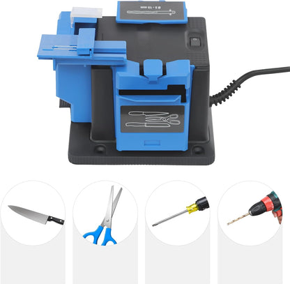 96W 110V Electric Knife Sharpeners, 1350RPM Multifunctional Drill Bit Sharpener Electric Sharpening Machine,adjustable angle 15°-50° Household Cutter Scissor Sharpener Tabletop Knife Sharpener