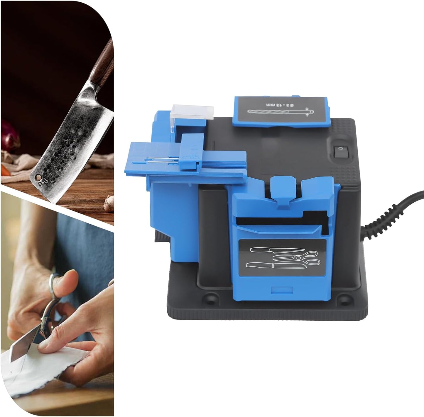 96W 110V Electric Knife Sharpeners, 1350RPM Multifunctional Drill Bit Sharpener Electric Sharpening Machine,adjustable angle 15°-50° Household Cutter Scissor Sharpener Tabletop Knife Sharpener