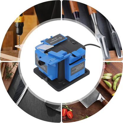 96W 110V Electric Knife Sharpeners, 1350RPM Multifunctional Drill Bit Sharpener Electric Sharpening Machine,adjustable angle 15°-50° Household Cutter Scissor Sharpener Tabletop Knife Sharpener