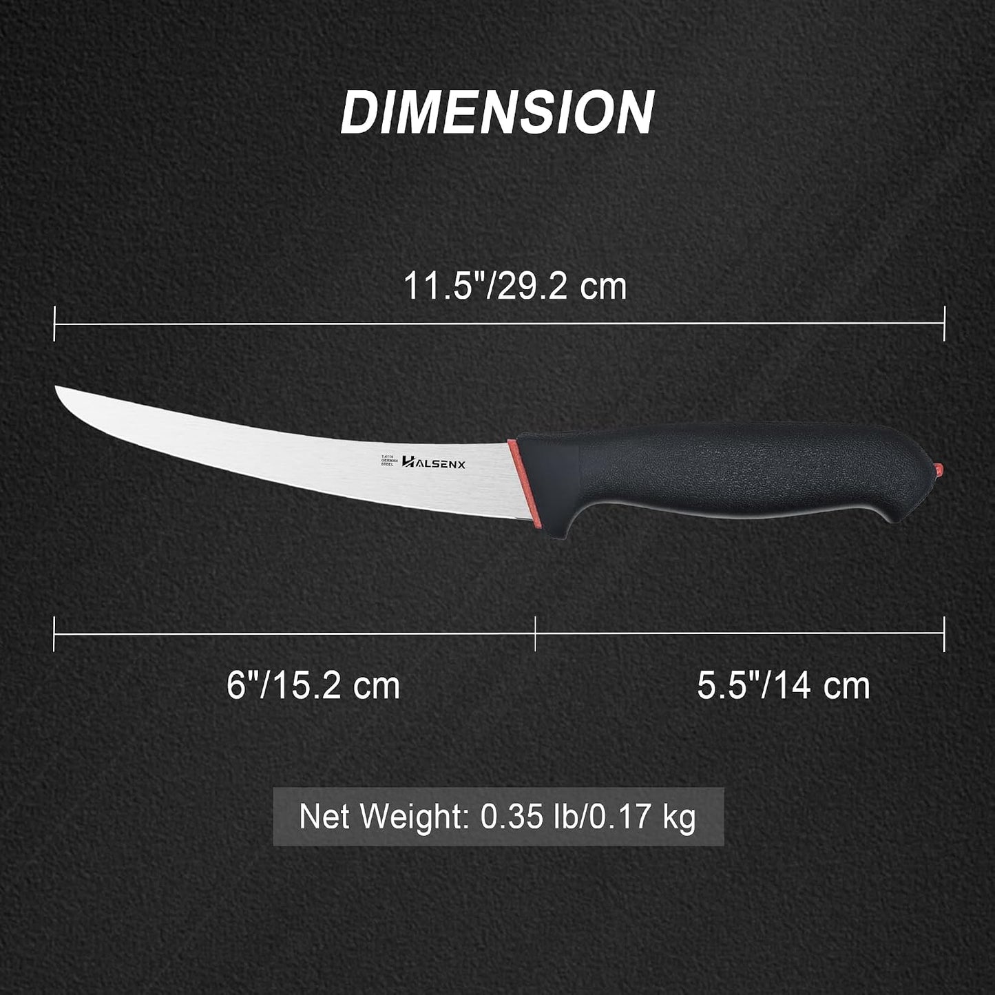 6" Curved Stiff Boning Knife, Non-Slip Grip for Meat Cutting | Non-Slip SoftGrip Handle, Sharp, High-Carbon Steel, Effortless Deboning, For Beef, Pork & Poultry, Ideal for Filleting.