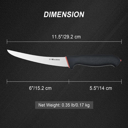 6" Curved Stiff Boning Knife, Non-Slip Grip for Meat Cutting | Non-Slip SoftGrip Handle, Sharp, High-Carbon Steel, Effortless Deboning, For Beef, Pork & Poultry, Ideal for Filleting.