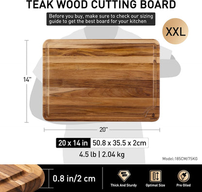 3 Pack Teak Wood Cutting Board Set for Kitchen Charcuterie Board Serving Heavy Duty Non Toxic Slip Over Sink Solid Thick Haus Wooden Chopping Board Large Big Small Meat Best Kitchen Mother Gift