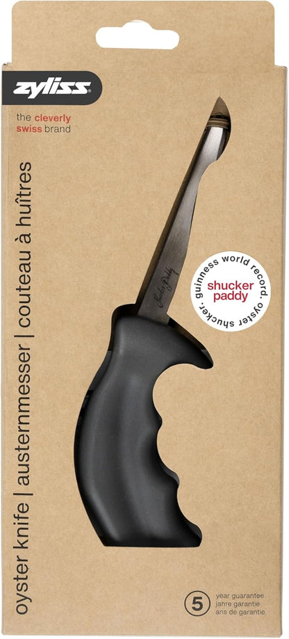 Shucker Paddy Oyster Knife, Ergonomic Pistol Grip Oyster Shucking Knife with Finger Guard, 3in Stainless Steel Blade, Dishwasher Safe, Professional Oyster Opener