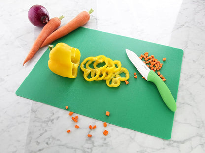28744 Bamboo Cutting Board and Flexible Cutting Mat Set, 2-Piece Food Prep Board Set with Juice Groove, Green, 12 x 18 Inch and 11.5 x 15 Inch