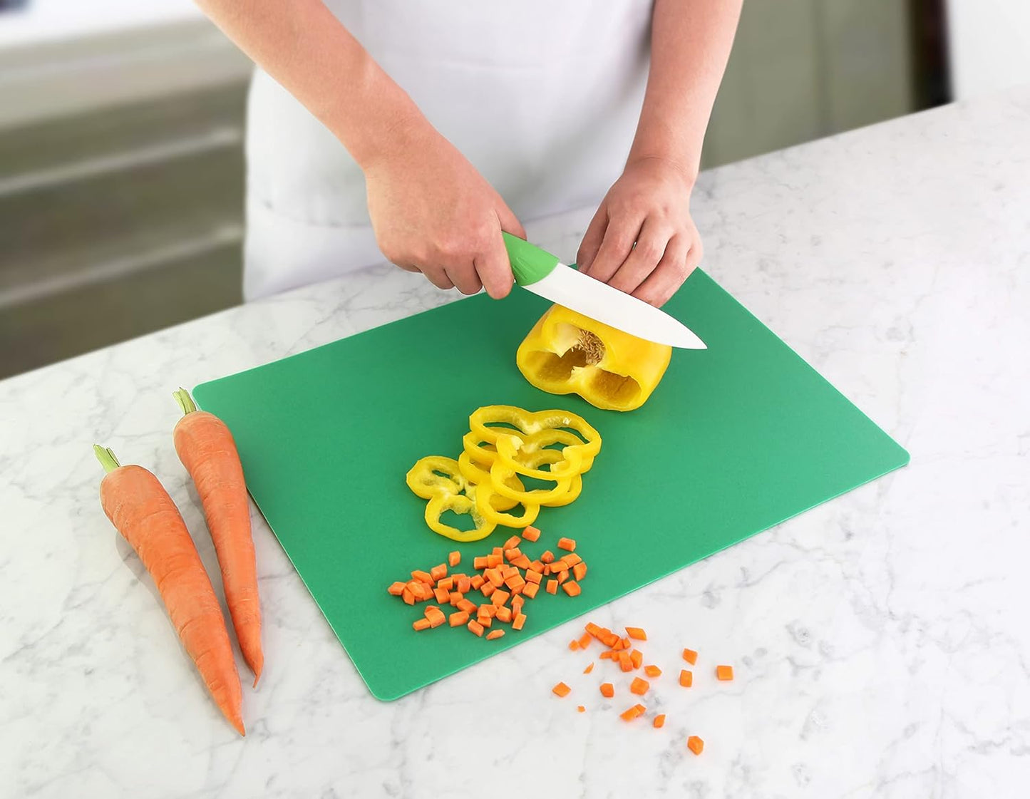 28744 Bamboo Cutting Board and Flexible Cutting Mat Set, 2-Piece Food Prep Board Set with Juice Groove, Green, 12 x 18 Inch and 11.5 x 15 Inch