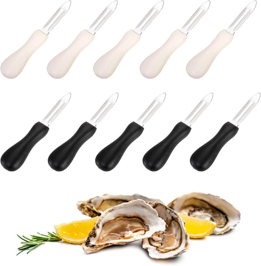 10 Pack Oyster Shucking Knife, Stainless Steel Oyster Knife Oyster Shucker Clam Knife, Oyster Knives Suitable for All Kinds of Shells and Oysters Shucking(White+ Black)