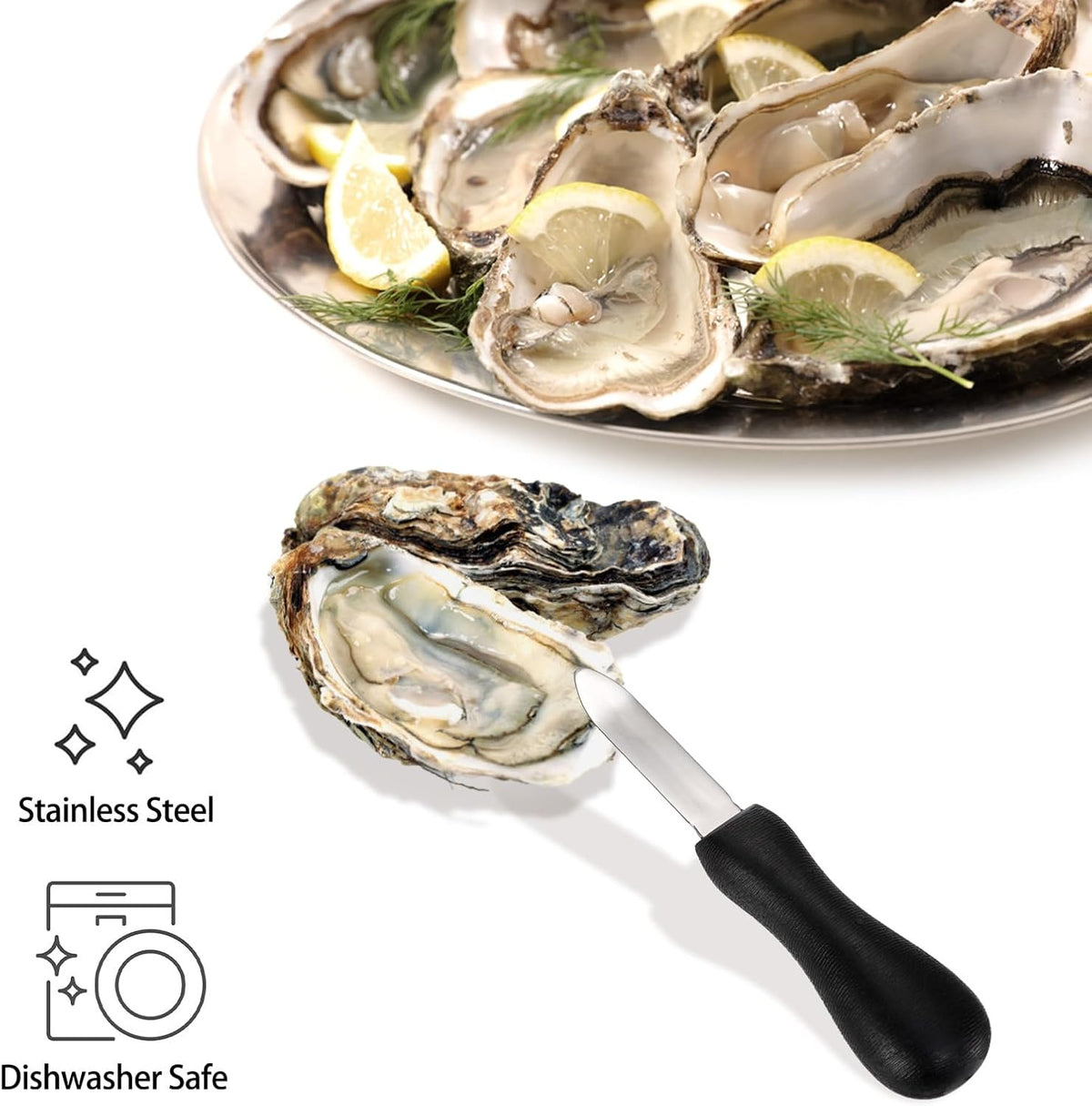 10 Pack Oyster Shucking Knife, Stainless Steel Oyster Knife Oyster Shucker Clam Knife, Oyster Knives Suitable for All Kinds of Shells and Oysters Shucking(White+ Black)