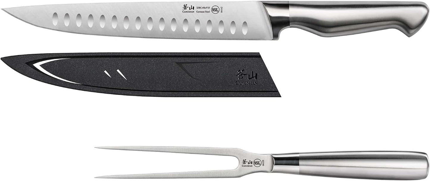 Cangshan Sanford Series 1027198 German Steel 2-Piece Carving Set with Sheath