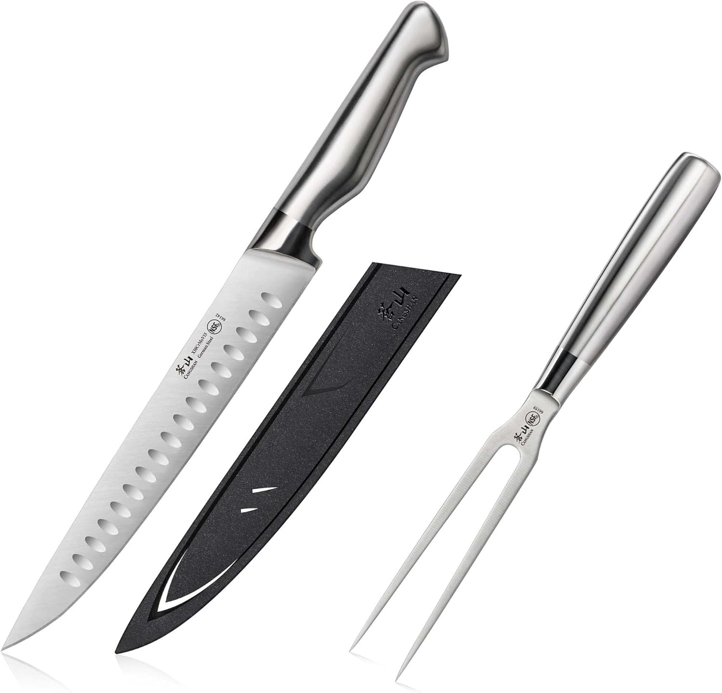 Cangshan Sanford Series 1027198 German Steel 2-Piece Carving Set with Sheath