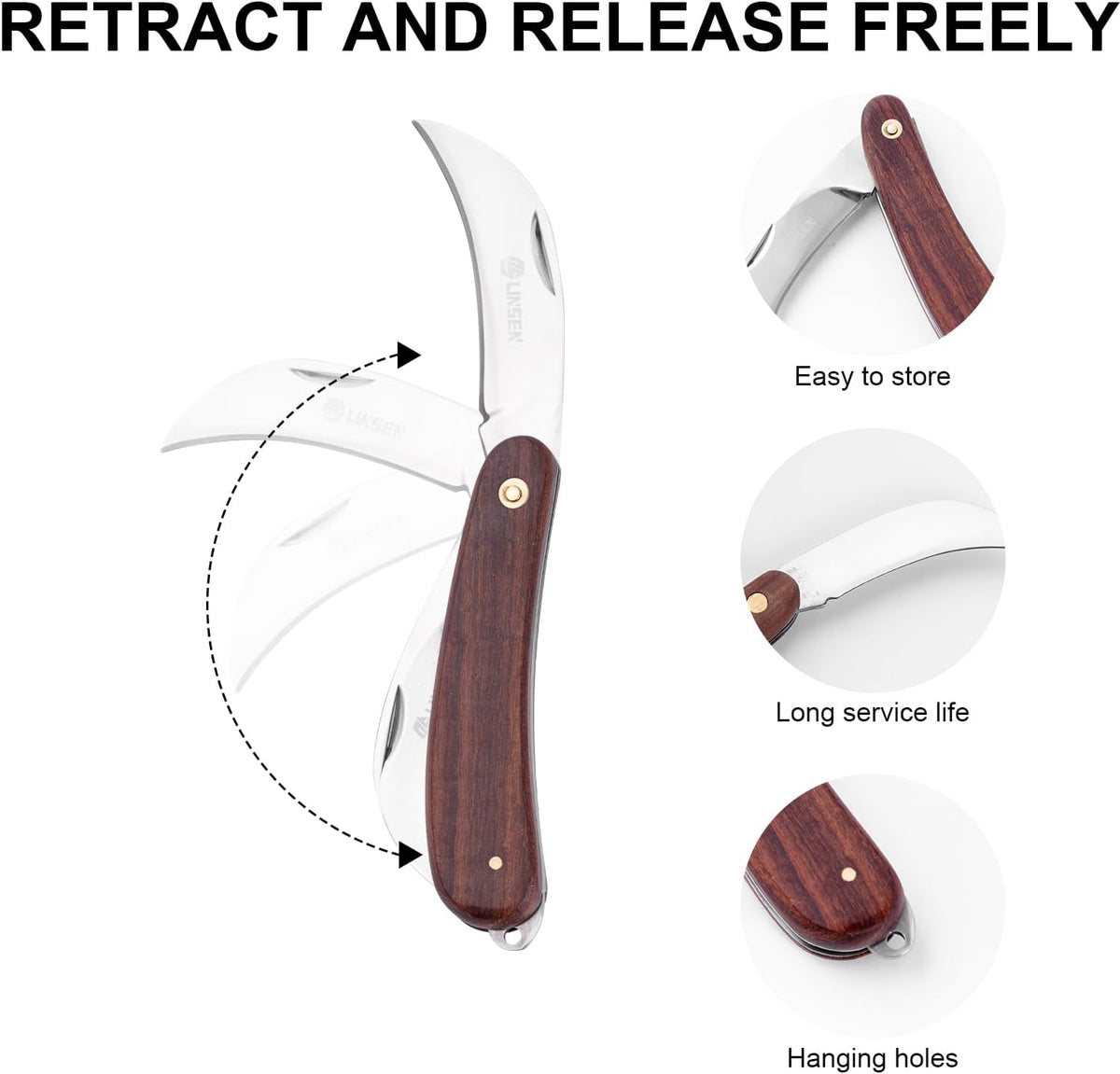 Pruning Knife - Double Blades Grafting Gardening Knife, Outdoors Folding Pocket Knife for Garden Budding (19) (6)