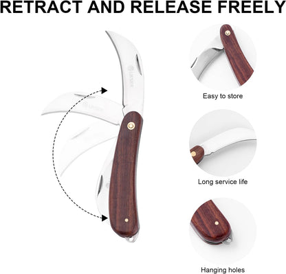 Pruning Knife - Double Blades Grafting Gardening Knife, Outdoors Folding Pocket Knife for Garden Budding (19) (6)