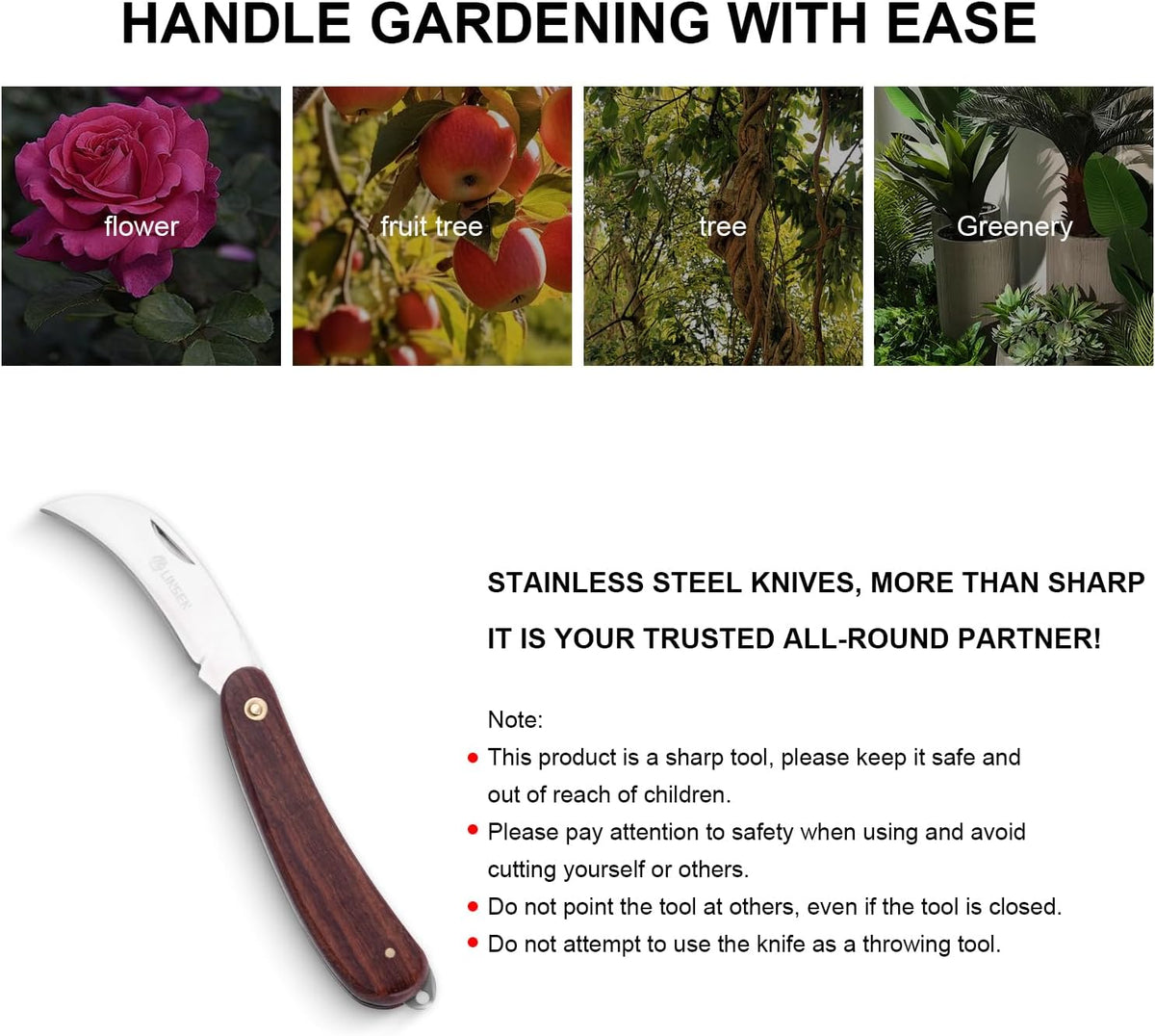 Pruning Knife - Double Blades Grafting Gardening Knife, Outdoors Folding Pocket Knife for Garden Budding (19) (6)