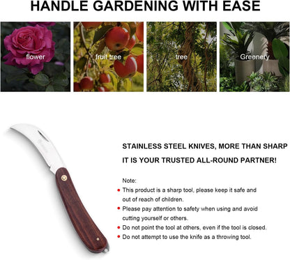 Pruning Knife - Double Blades Grafting Gardening Knife, Outdoors Folding Pocket Knife for Garden Budding (19) (6)