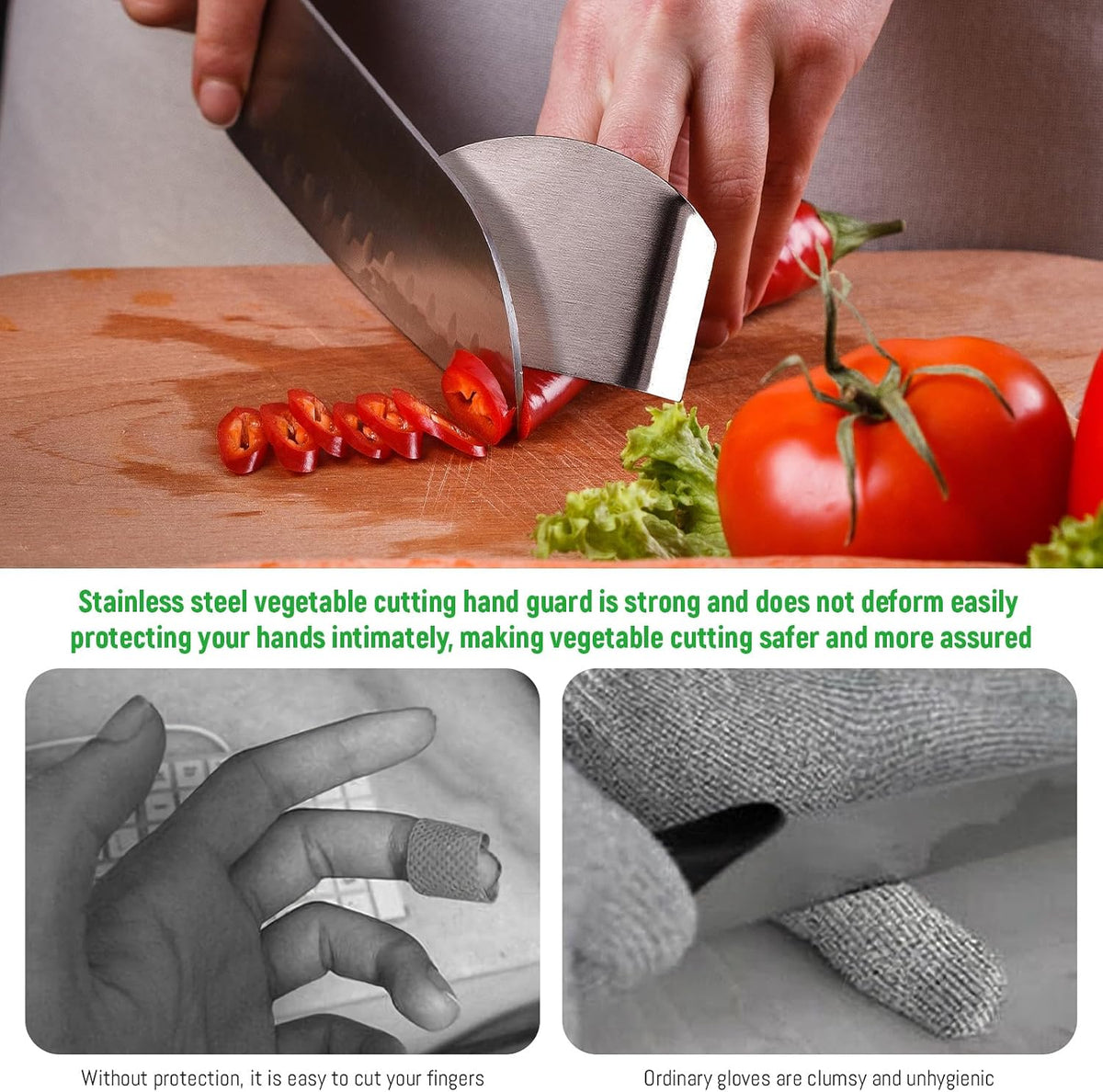 5er Pack Chef Finger Guards for Cutting,304 Stainless Steel Finger Protectors for Cutting, Slicing and Chopping Vegetables, Fruits and Meat, Avoid Hurting Kitchen Tools (double fingers)