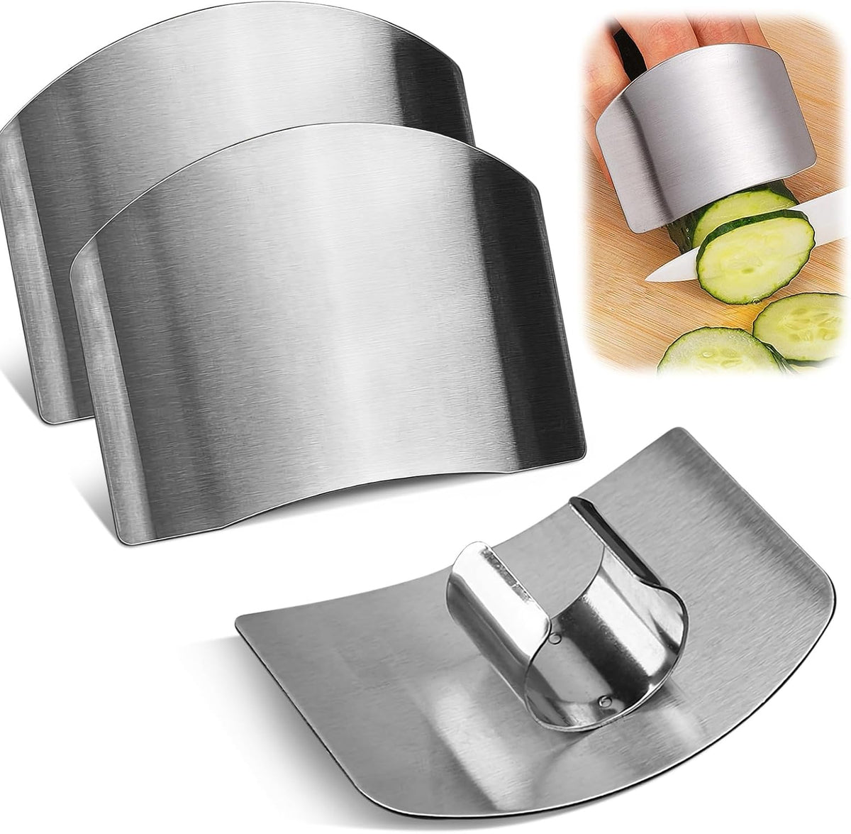 5er Pack Chef Finger Guards for Cutting,304 Stainless Steel Finger Protectors for Cutting, Slicing and Chopping Vegetables, Fruits and Meat, Avoid Hurting Kitchen Tools (double fingers)