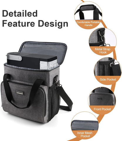 Coffee Maker Travel Bag Compatible with Keurig K-Slim, Keurig K-Supreme or Other Accessories, Portable Coffee Maker Case with Shoulder Strap for Travel, Grey