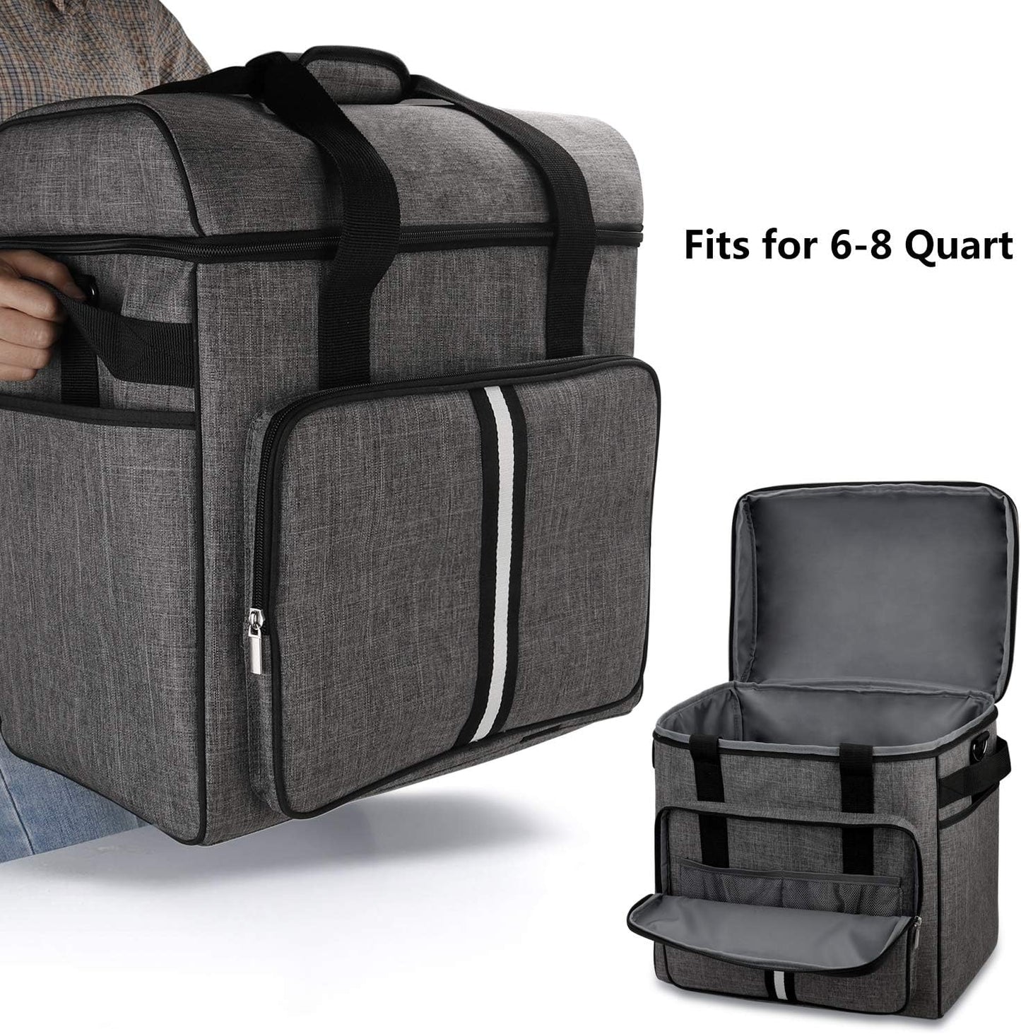 Coffee Maker Travel Bag Compatible with Keurig K-Slim, Keurig K-Supreme or Other Accessories, Portable Coffee Maker Case with Shoulder Strap for Travel, Grey