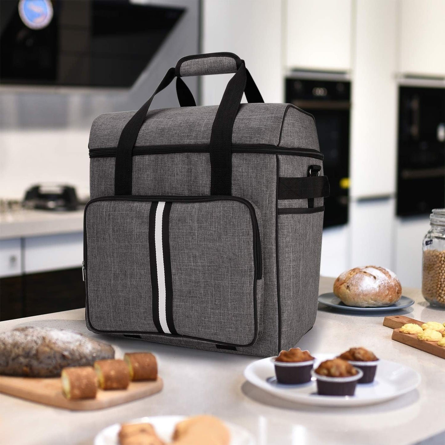 Coffee Maker Travel Bag Compatible with Keurig K-Slim, Keurig K-Supreme or Other Accessories, Portable Coffee Maker Case with Shoulder Strap for Travel, Grey