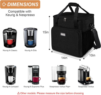 Coffee Maker Travel Bag Compatible with Keurig K-Slim, Keurig K-Supreme or Other Accessories, Portable Coffee Maker Case with Shoulder Strap for Travel, Grey